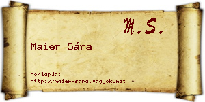 Maier Sára névjegykártya